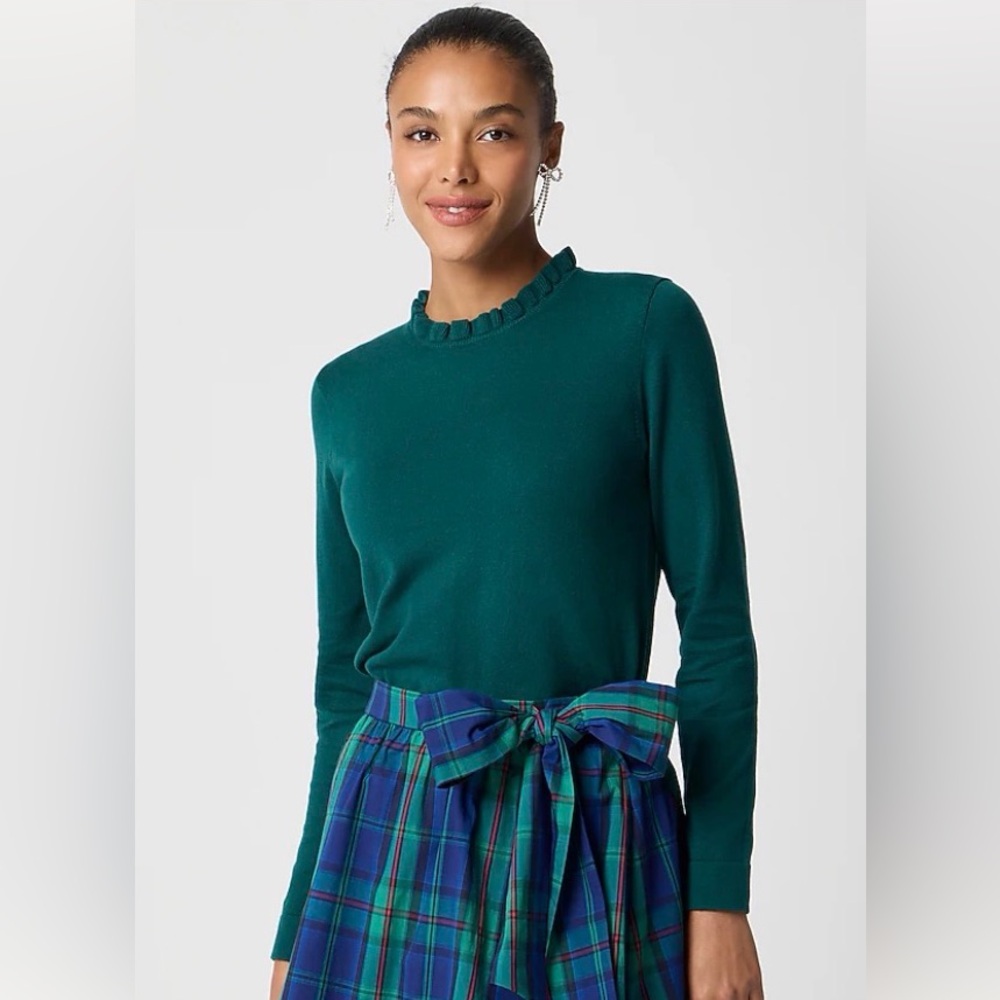 J. Crew Cotton ruffleneck sweater